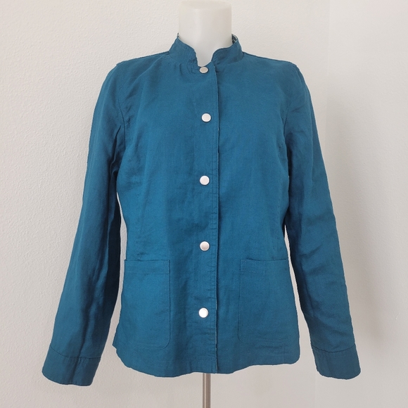 Chico's Reversible Solid To Printed Linen Jacket - Picture 5 of 8